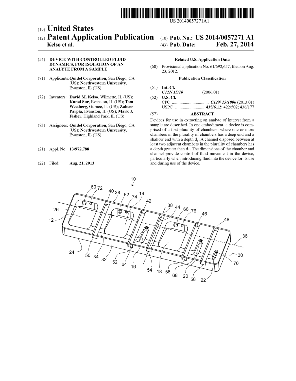 DEVICE WITH CONTROLLED FLUID DYNAMICS, FOR ISOLATION OF AN ANALYTE FROM A     SAMPLE - diagram, schematic, and image 01