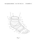 COMPRESSION FOOT GARMENT, AND THERAPEUTIC METHOD FOR REDUCING HEEL PAIN diagram and image