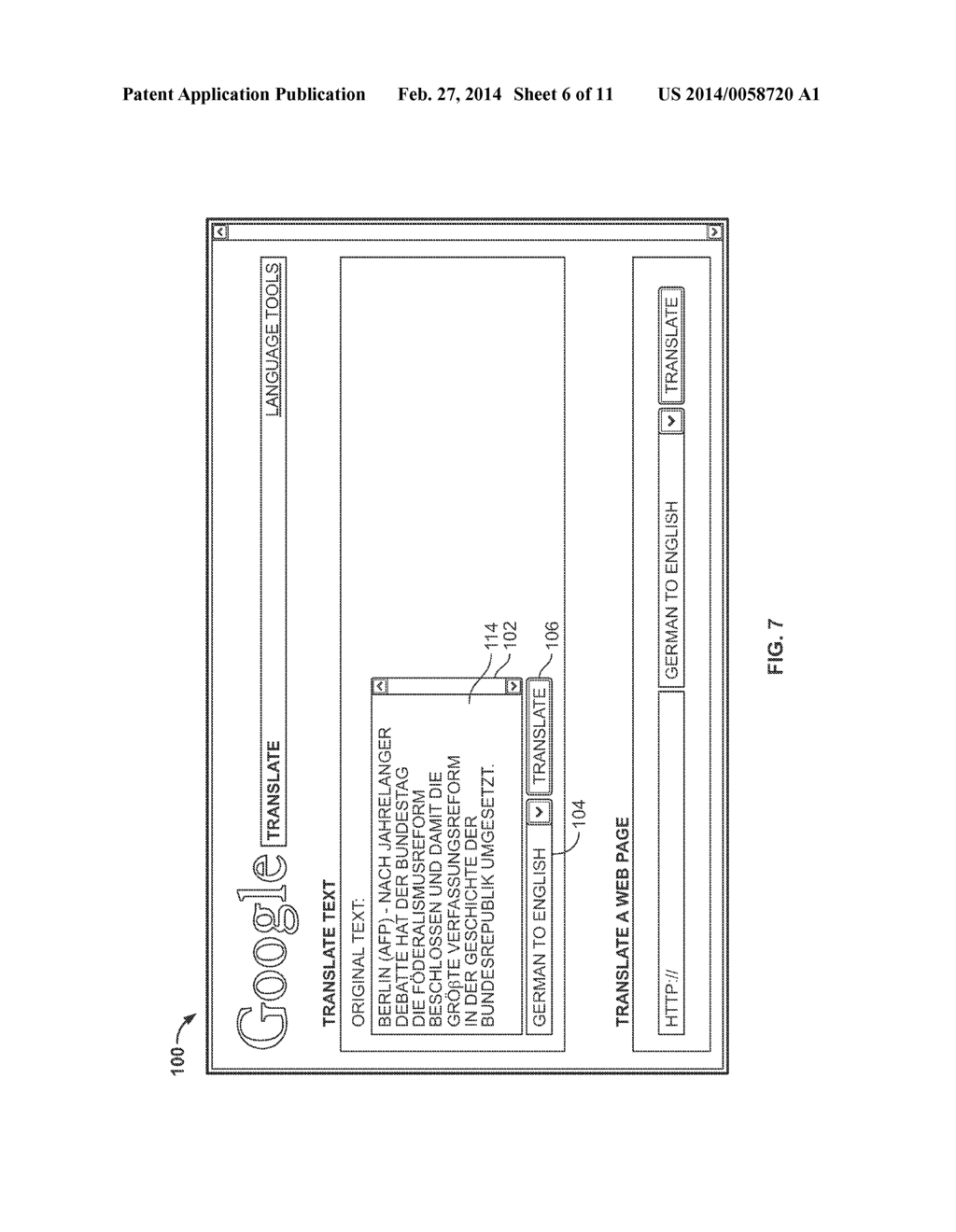 DISPLAYING ORIGINAL TEXT IN A USER INTERFACE WITH TRANSLATED TEXT - diagram, schematic, and image 07