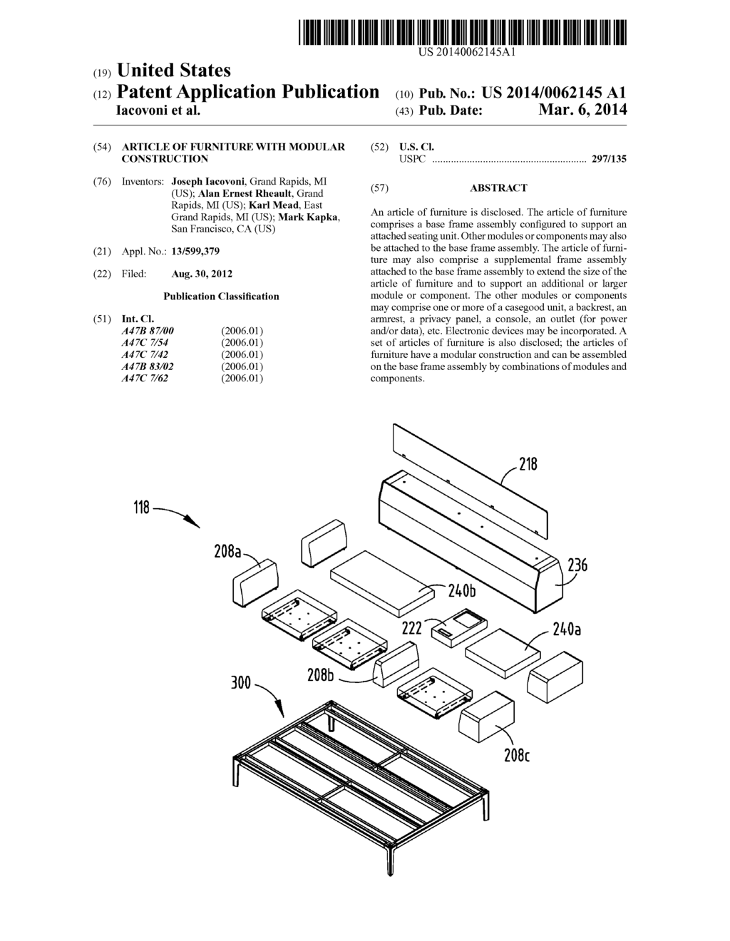 Article of Furniture with Modular Construction - diagram, schematic, and image 01