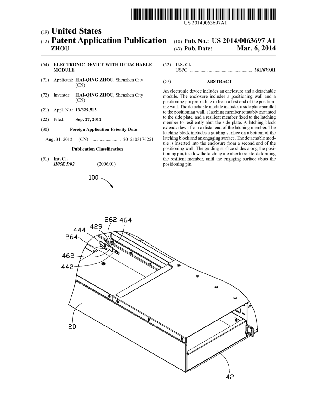 ELECTRONIC DEVICE WITH DETACHABLE MODULE - diagram, schematic, and image 01