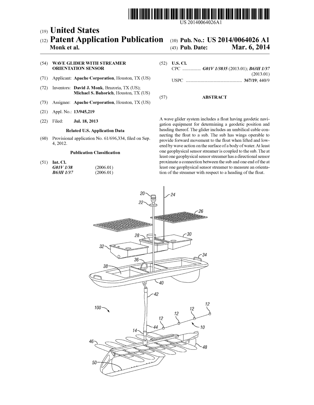 WAVE GLIDER WITH STREAMER ORIENTATION SENSOR - diagram, schematic, and image 01