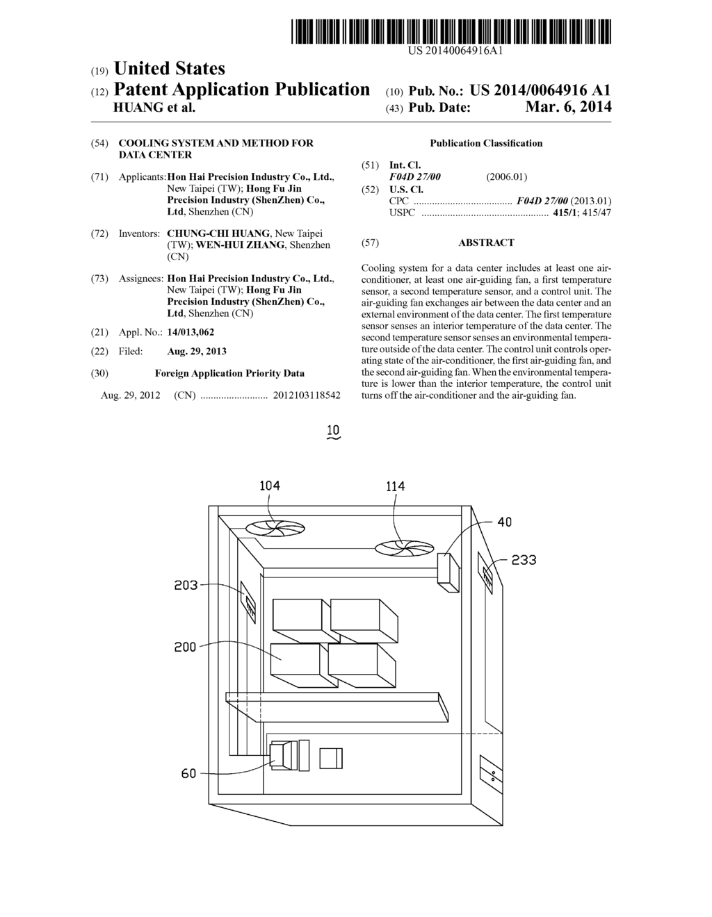 COOLING SYSTEM AND METHOD FOR DATA CENTER - diagram, schematic, and image 01