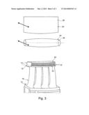 DEVICE FOR PRODUCING, REPAIRING AND/OR REPLACING A COMPONENT BY MEANS OF A     POWDER THAT CAN BE SOLIDIFIED BY ENERGY RADIATION, METHOD AND COMPONENT     PRODUCED ACCORDING TO SAID METHOD diagram and image