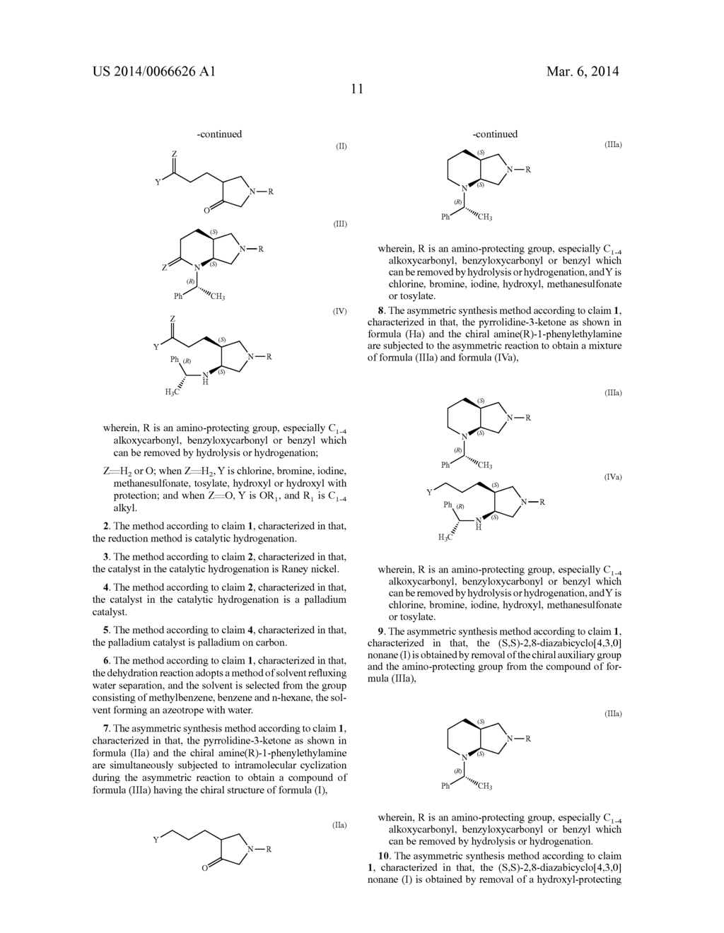 ASYMMETRIC SYNTHESIS METHOD, RELATED RAW MATERIAL AND PREPARATION METHOD     OF (S,S)-2,8-DIAZABICYCLO[4,3,0]NONANE - diagram, schematic, and image 12