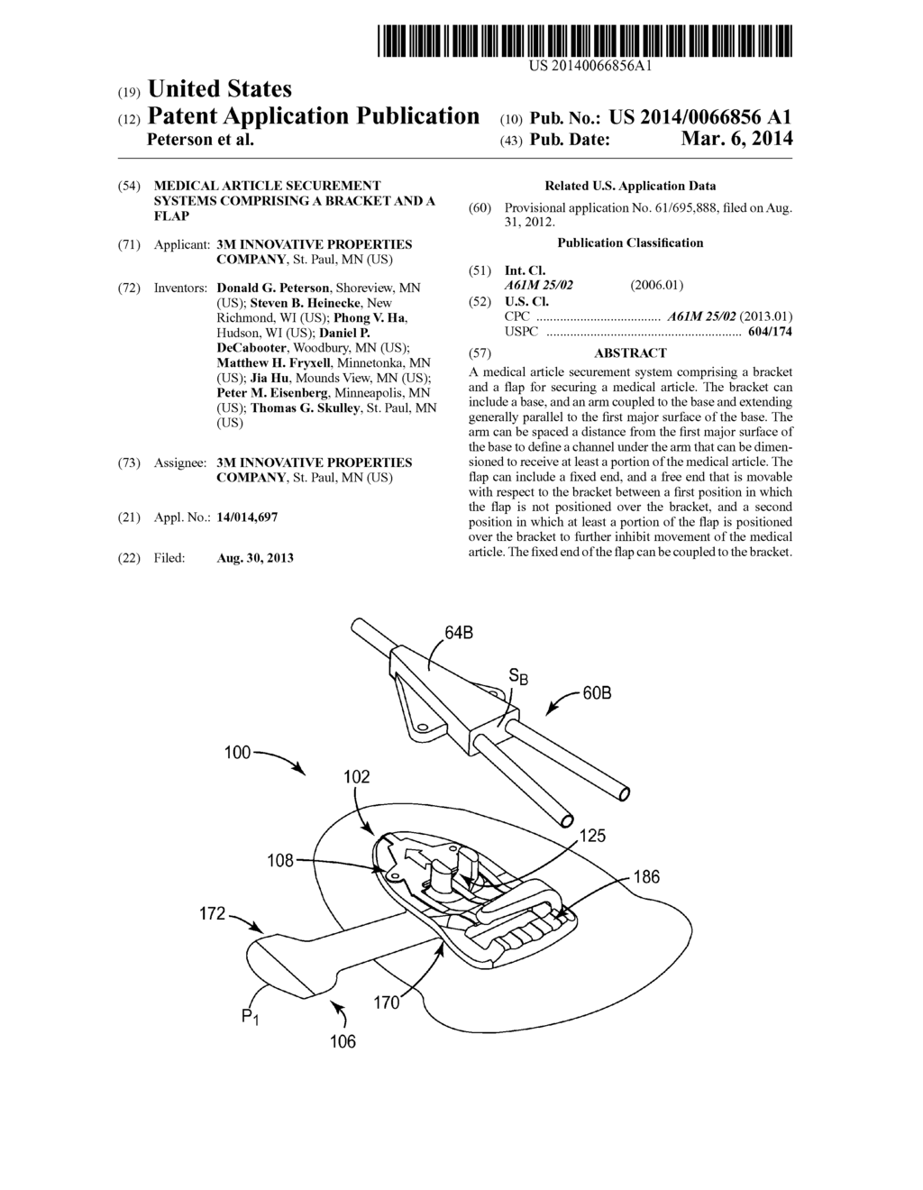 MEDICAL ARTICLE SECUREMENT SYSTEMS COMPRISING A BRACKET AND A FLAP - diagram, schematic, and image 01