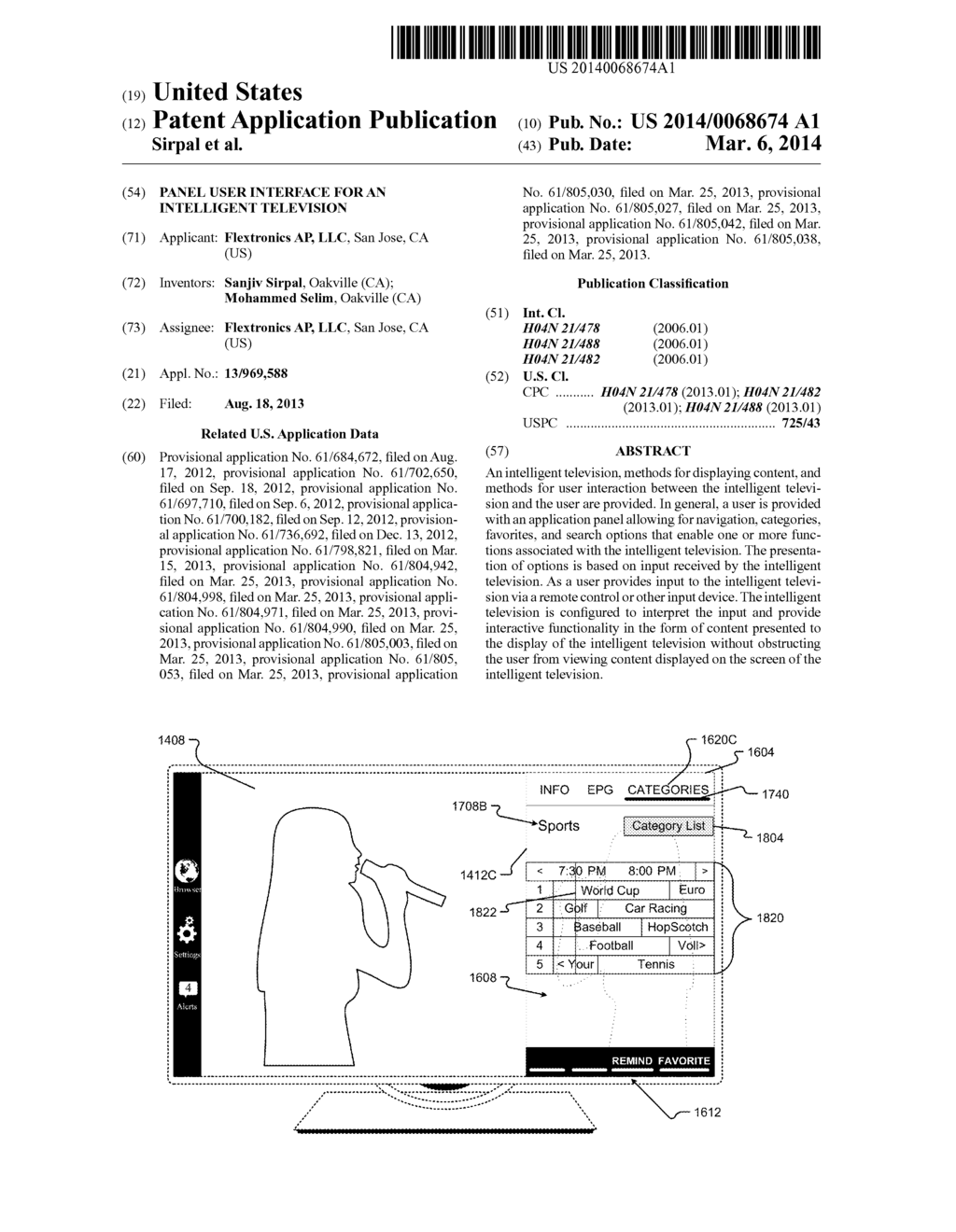 PANEL USER INTERFACE FOR AN INTELLIGENT TELEVISION - diagram, schematic, and image 01