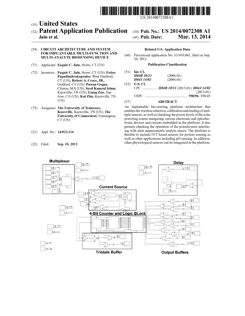 Circuit Architecture and System for Implantable Multi-Function and     Multi-Analyte Biosensing Device - diagram, schematic, and image 01