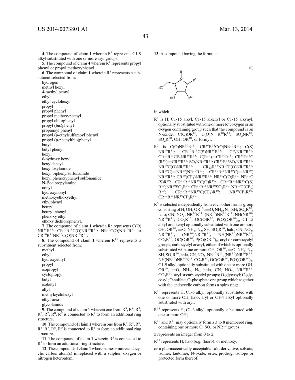 PYRROLIDINE DERIVATIVES AS SELECTIVE GLYCOSIDASE INHIBITORS AND USES     THEREOF - diagram, schematic, and image 45