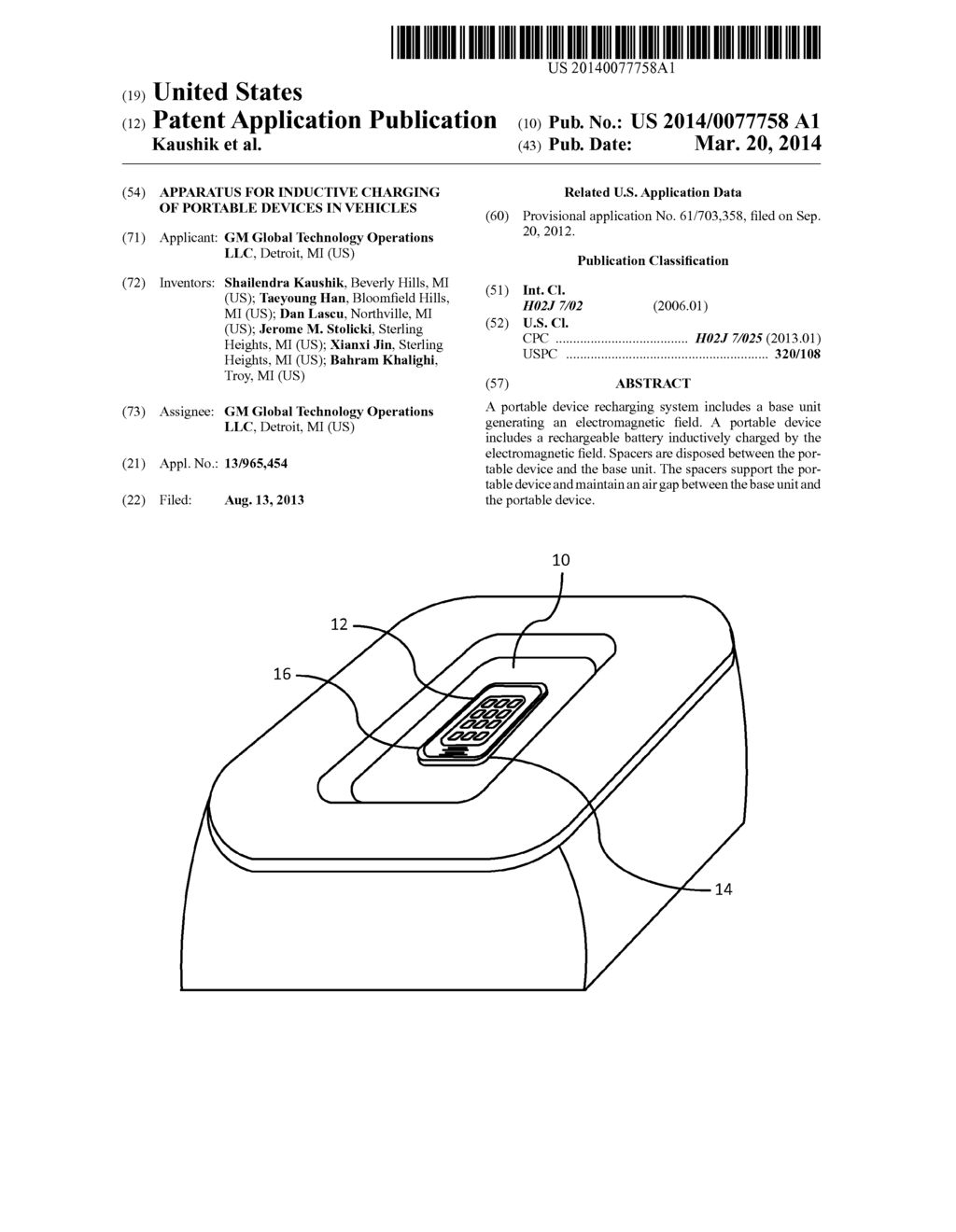 APPARATUS FOR INDUCTIVE CHARGING OF PORTABLE DEVICES IN VEHICLES - diagram, schematic, and image 01