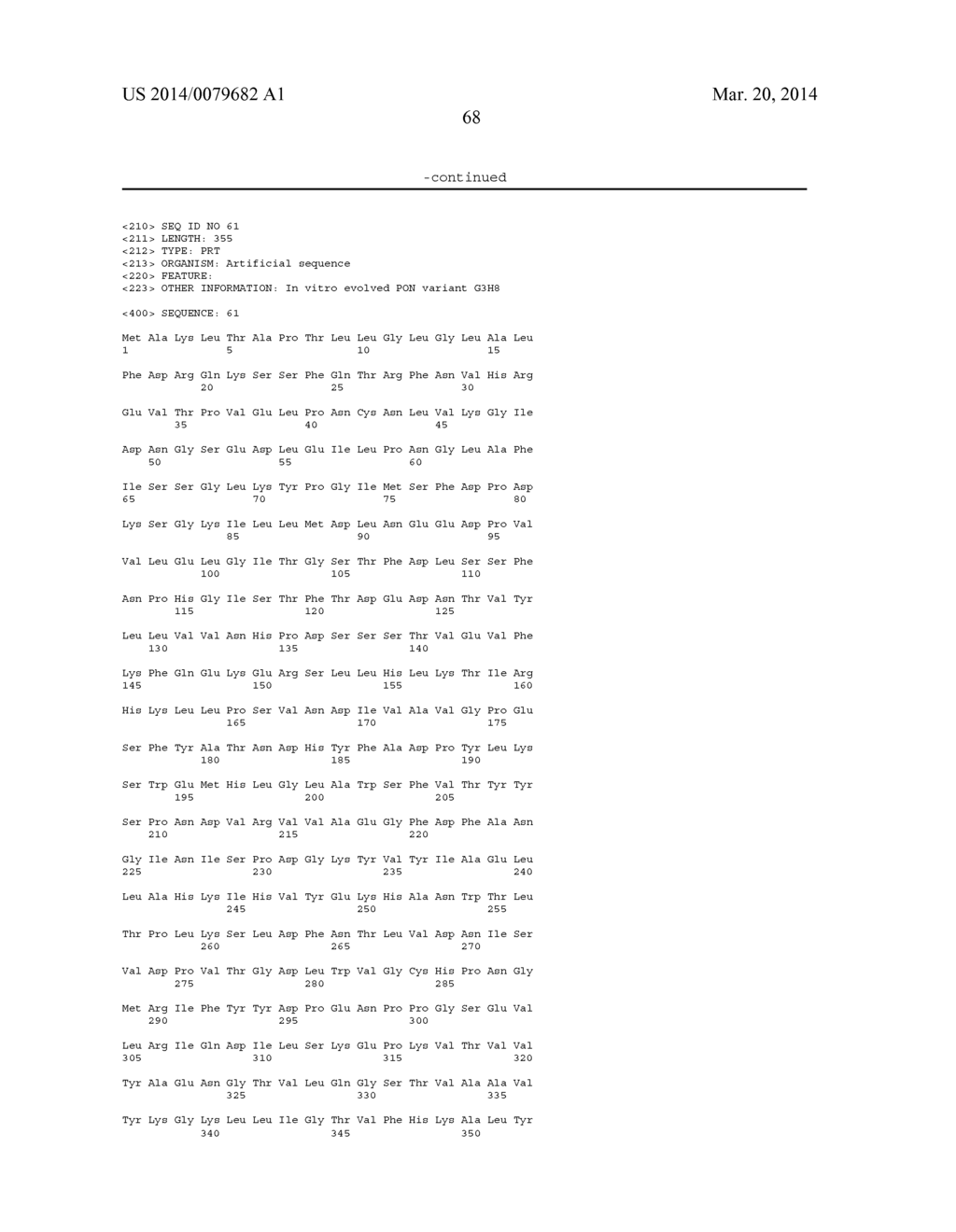 PON POLYPEPTIDES, POLYNUCLEOTIDES ENCODING SAME AND COMPOSITIONS AND     METHODS UTILIZING SAME - diagram, schematic, and image 144