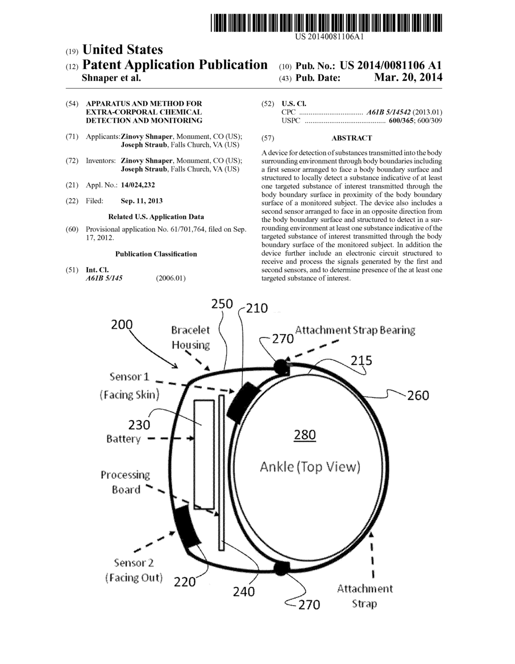 APPARATUS AND METHOD FOR EXTRA-CORPORAL CHEMICAL DETECTION AND MONITORING - diagram, schematic, and image 01