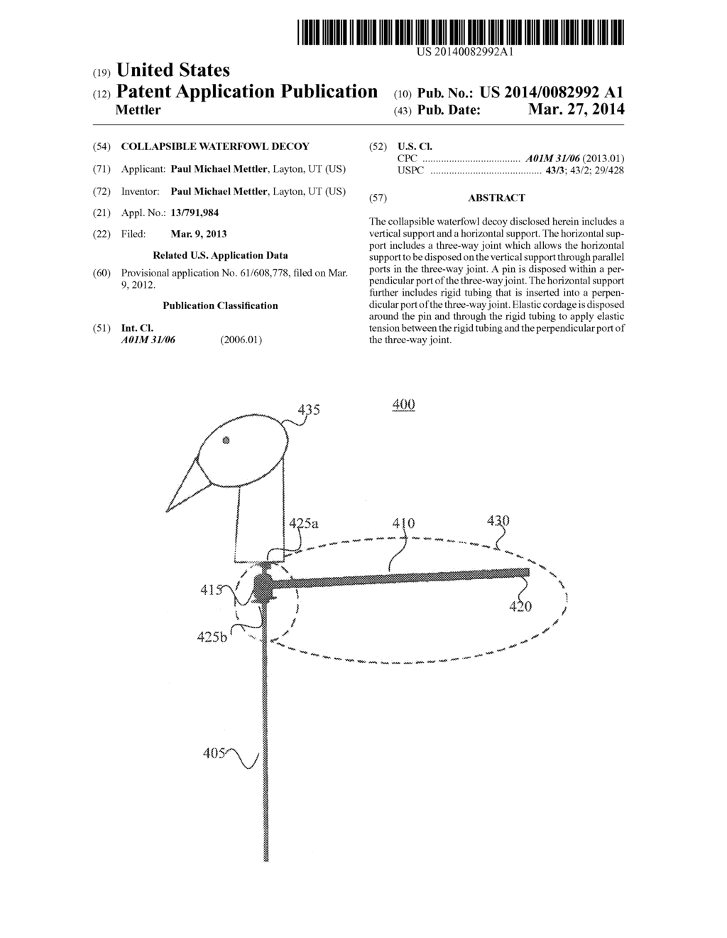 Collapsible Waterfowl Decoy - diagram, schematic, and image 01