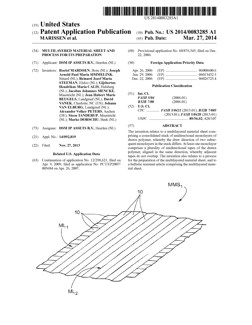 MULTILAYERED MATERIAL SHEET AND PROCESS FOR ITS PREPARATION - diagram, schematic, and image 01