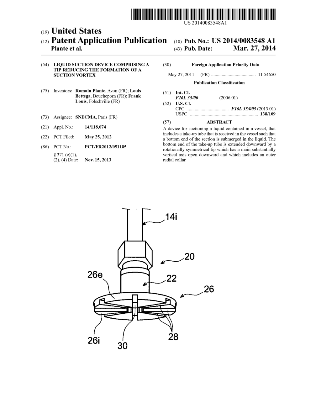 LIQUID SUCTION DEVICE COMPRISING A TIP REDUCING THE FORMATION OF A SUCTION     VORTEX - diagram, schematic, and image 01