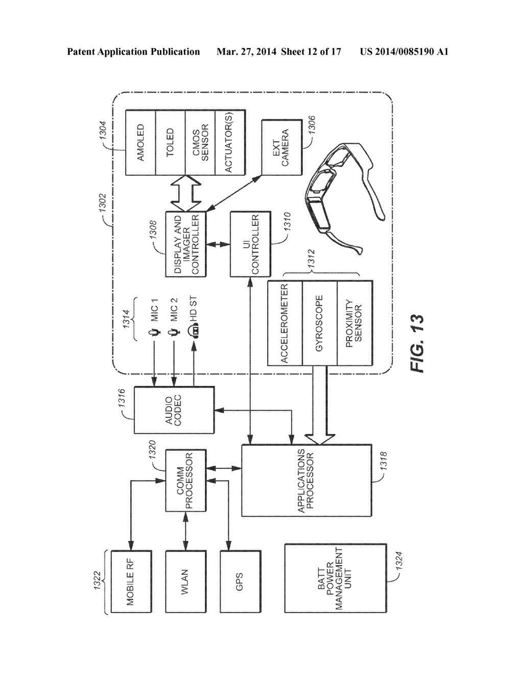 Display, Imaging System and Controller for Eyewear Display Device - diagram, schematic, and image 13