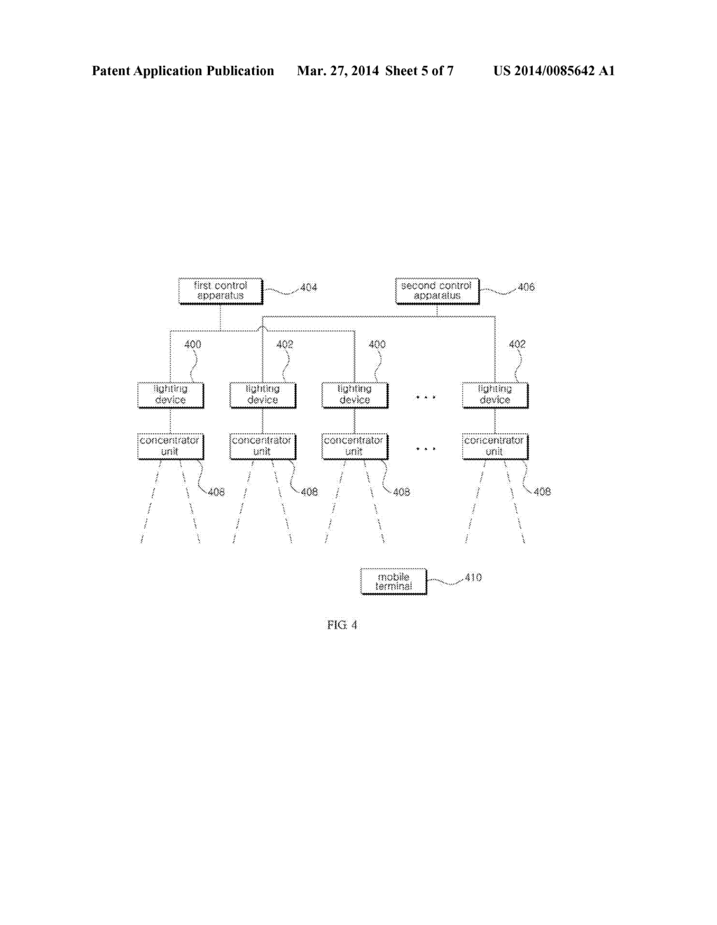 LIGHTING APPARATUS FOR MEASURING THE POSITION OF A MOBILE TERMINAL, AND     POSITION MEASURING SYSTEM USING SAME - diagram, schematic, and image 06