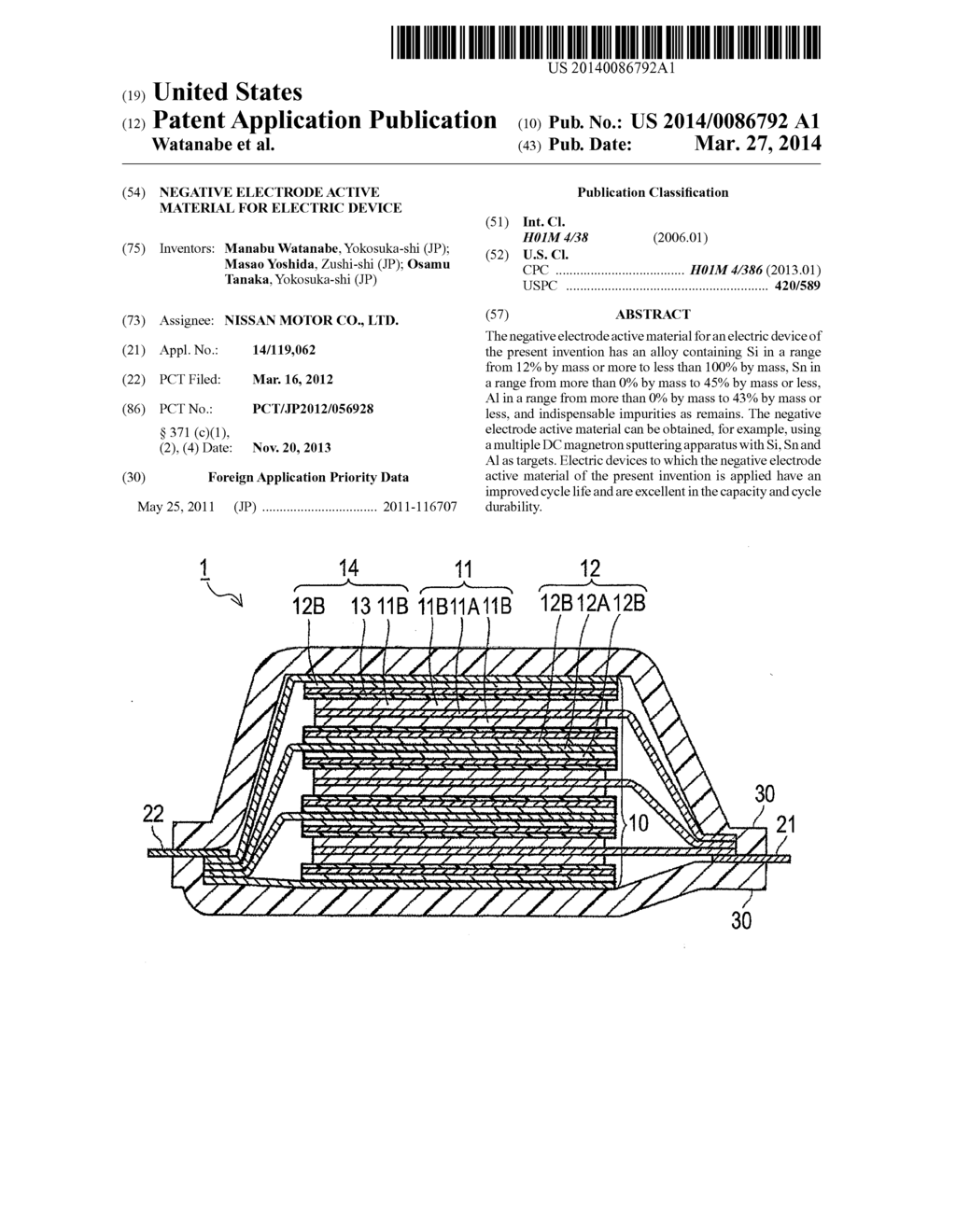 NEGATIVE ELECTRODE ACTIVE MATERIAL FOR ELECTRIC DEVICE - diagram, schematic, and image 01