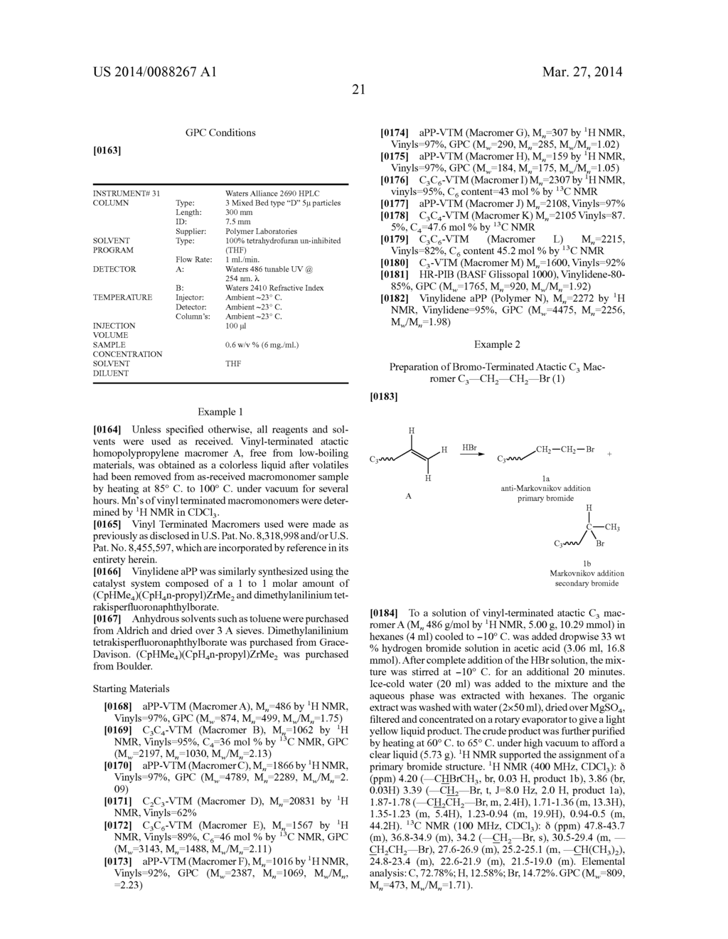 Hydrohalogenation Of Vinyl-Terminated Macromonomers And Functionalized     Derivatives - diagram, schematic, and image 23