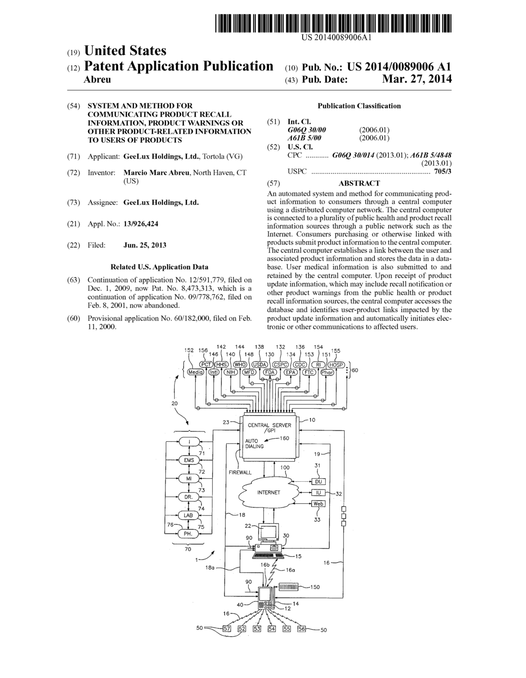 System and Method for Communicating Product Recall Information, Product     Warnings or Other Product-Related Information to Users of Products - diagram, schematic, and image 01