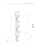 METHOD OF FABRICATION OF A WEAVE OF MATERIAL STRIPS WITHIN A METAL MESH diagram and image