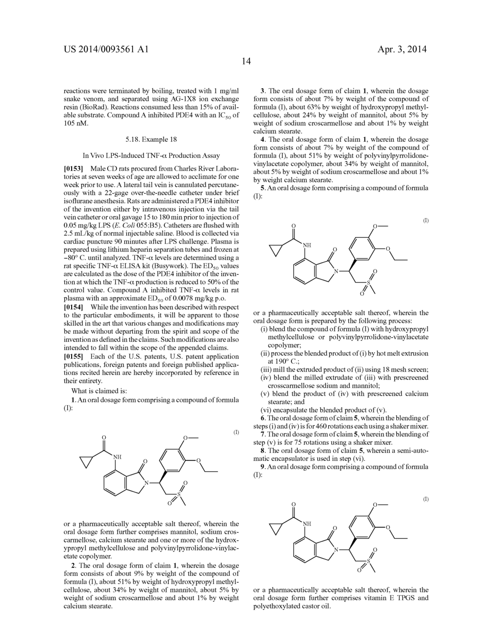 ORAL DOSAGE FORMS OF CYCLOPROPANECARBOXYLIC ACID -AMIDE - diagram, schematic, and image 25