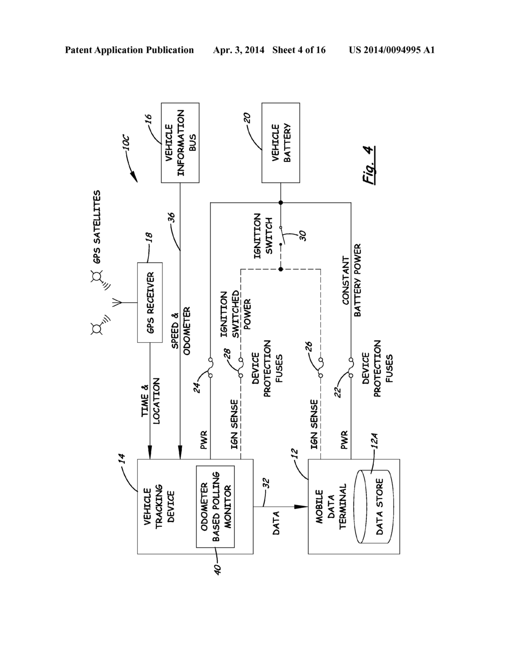 System, Method and Odometer Monitor for Detecting Connectivity Status of     Mobile Data Terminal to Vehicle - diagram, schematic, and image 05