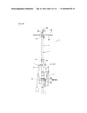 LEG DEVICE IN MUSICAL INSTRUMENT STAND, MUSICAL INSTRUMENT STAND INCLUDING     THE LEG DEVICE, AND SUPPORT FITTING FOR USE IN THE LEG DEVICE diagram and image