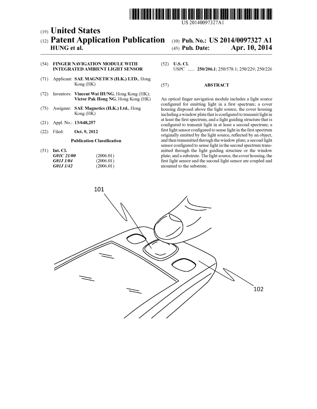 FINGER NAVIGATION MODULE WITH INTEGRATED AMBIENT LIGHT SENSOR - diagram, schematic, and image 01