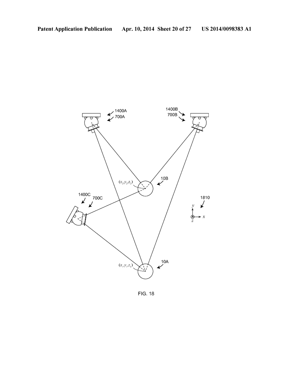 METHOD FOR MEASURING 3D COORDINATES OF A SPHERICALLY MOUNTED     RETROREFLECTOR FROM MULTIPLE STATIONS - diagram, schematic, and image 21