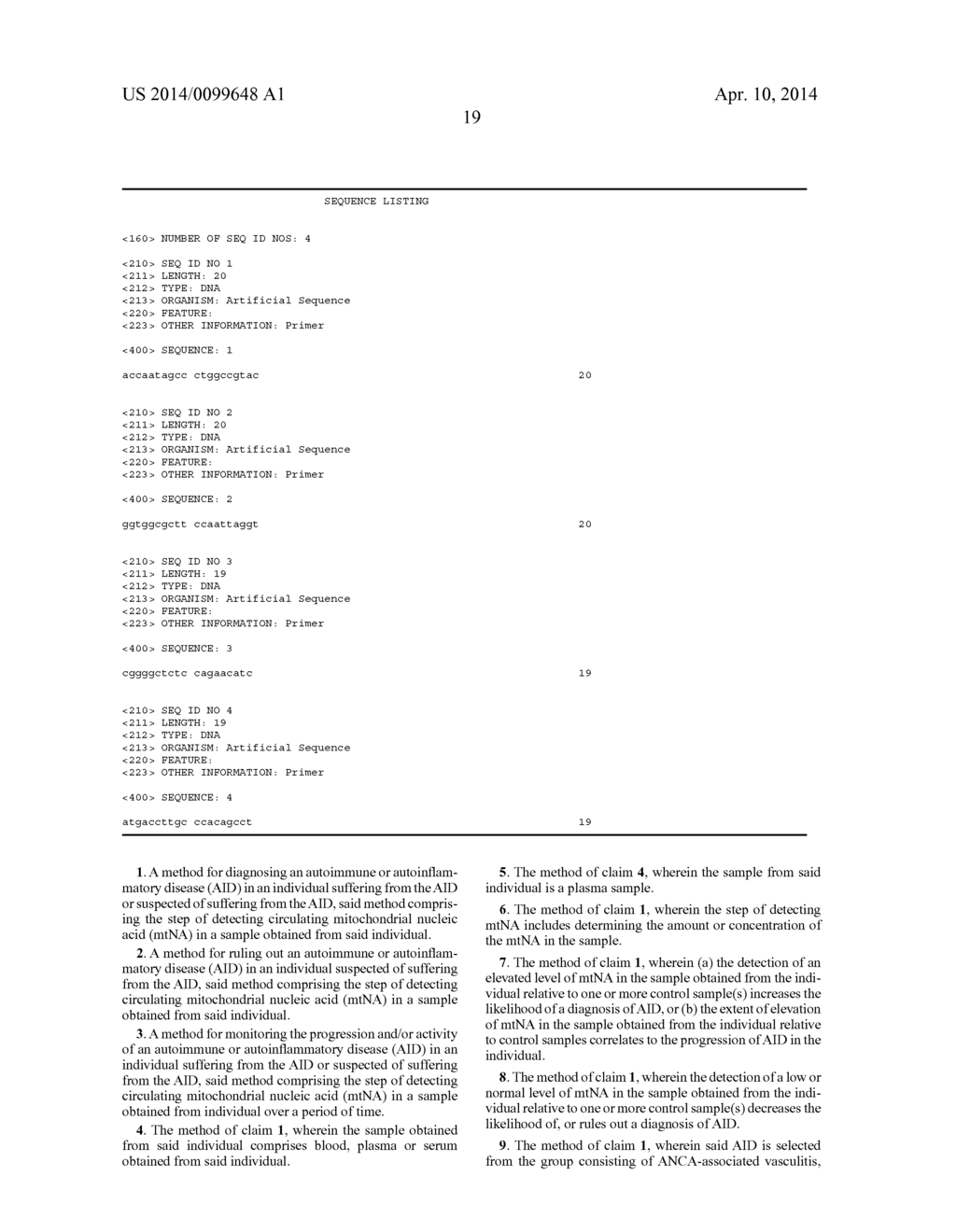 MITOCHONDRIAL NUCLEIC ACID AS A MARKER FOR AUTOIMMUNE AND AUTOINFLAMMATORY     DISEASES - diagram, schematic, and image 30