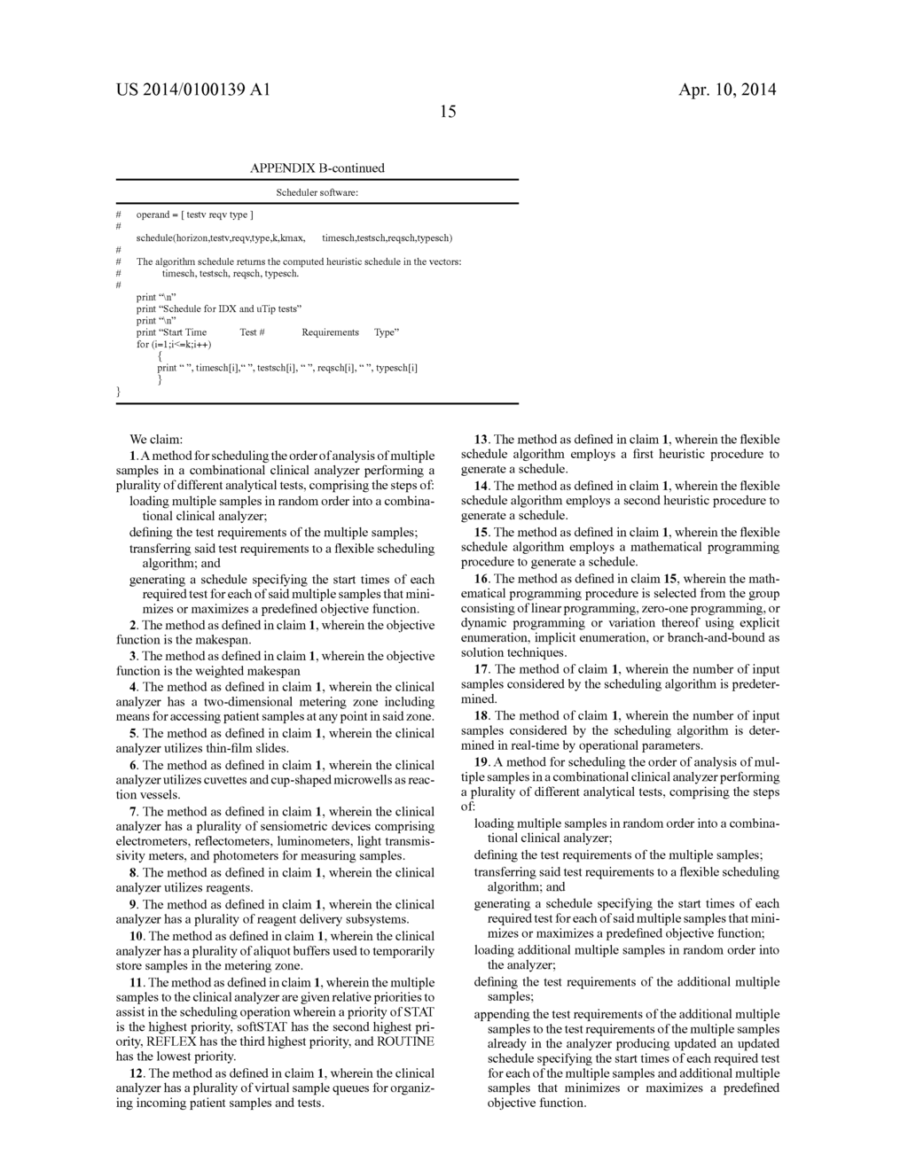 METHOD FOR SCHEDULING SAMPLES IN A COMBINATIONAL CLINICAL ANALYZER - diagram, schematic, and image 22