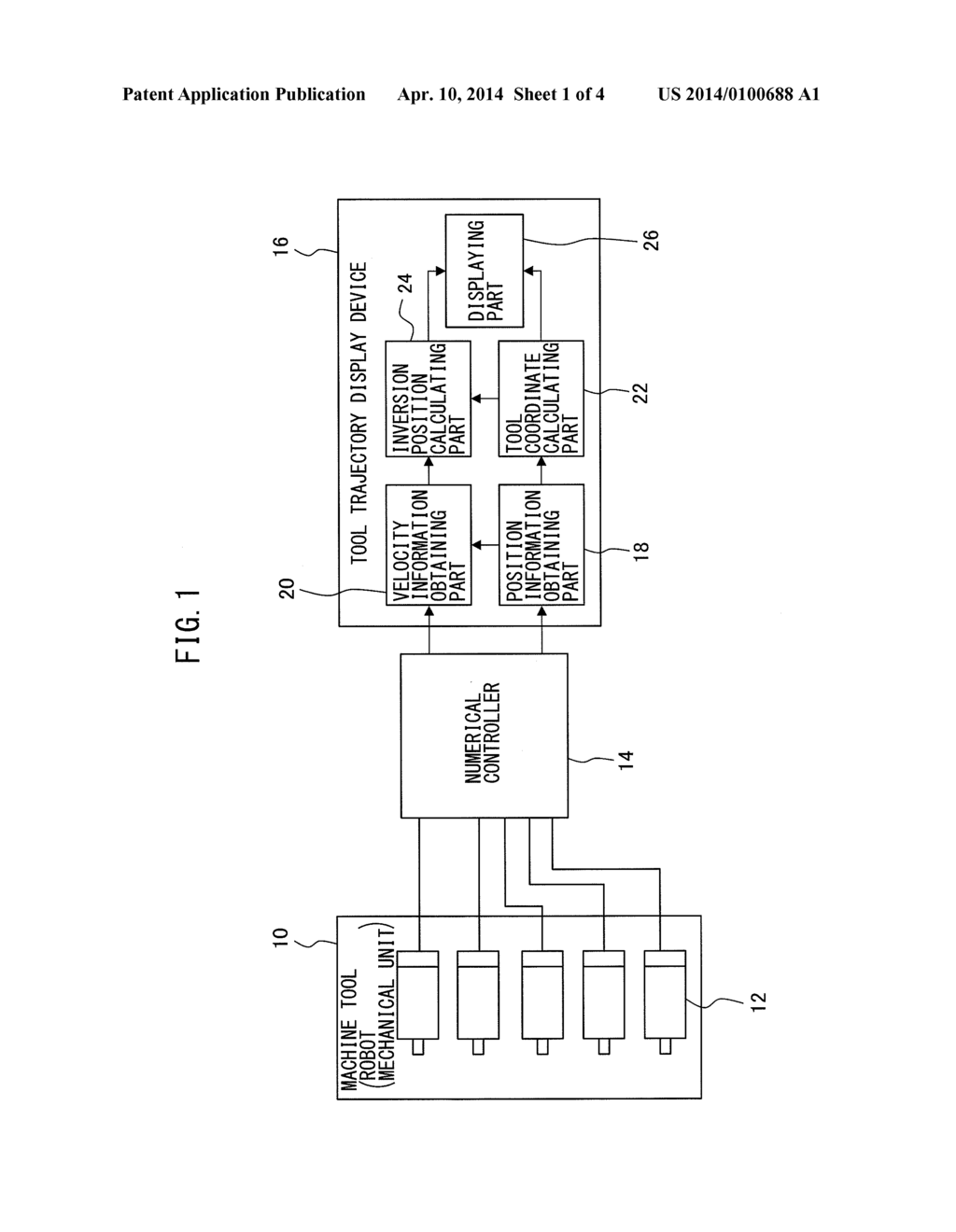 TOOL TRAJECTORY DISPLAY DEVICE HAVING FUNCTION FOR DISPLAYING INVERSION     POSITION OF SERVO AXIS - diagram, schematic, and image 02