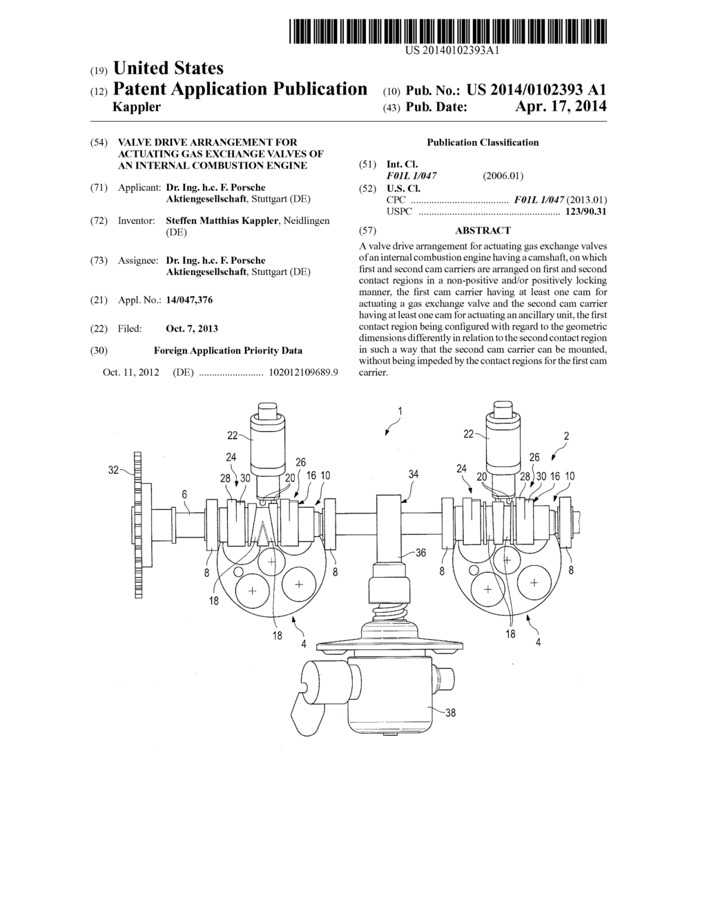 VALVE DRIVE ARRANGEMENT FOR ACTUATING GAS EXCHANGE VALVES OF AN INTERNAL     COMBUSTION ENGINE - diagram, schematic, and image 01