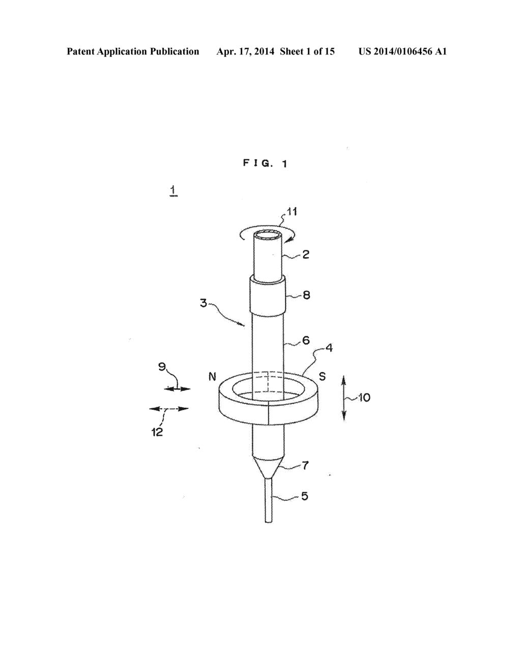 APPARATUS FOR INTRODUCING BIOLOGICAL MATERIAL, METHOD OF INTRODUCING     BIOLOGICAL MATERIAL AND MAGNETIC SUPPORT FOR INTRODUCING BIOLOGICAL     MATERIAL - diagram, schematic, and image 02