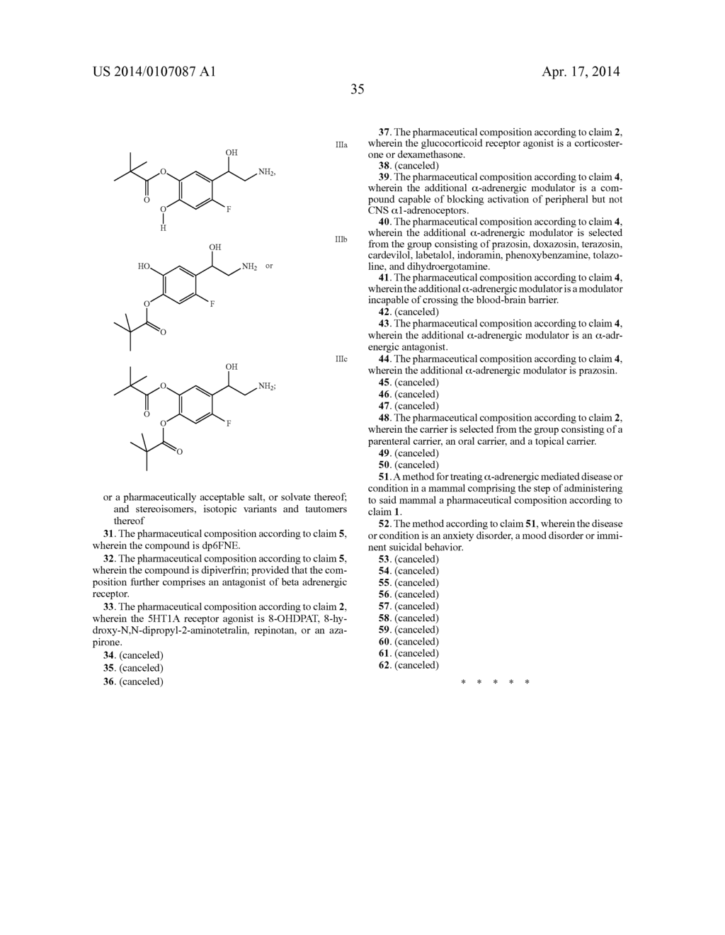 Methods, Compounds and Pharmaceutical Compositions for Treating Anxiety     and Mood Disorders - diagram, schematic, and image 51