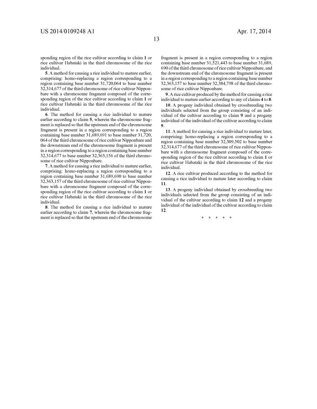 NEW CULTIVAR, METHOD FOR DIFFERENTIATING PLANT CULTIVARS, AND METHOD FOR     CAUSING EARLIER MATURING OF RICE INDIVIDUAL - diagram, schematic, and image 21