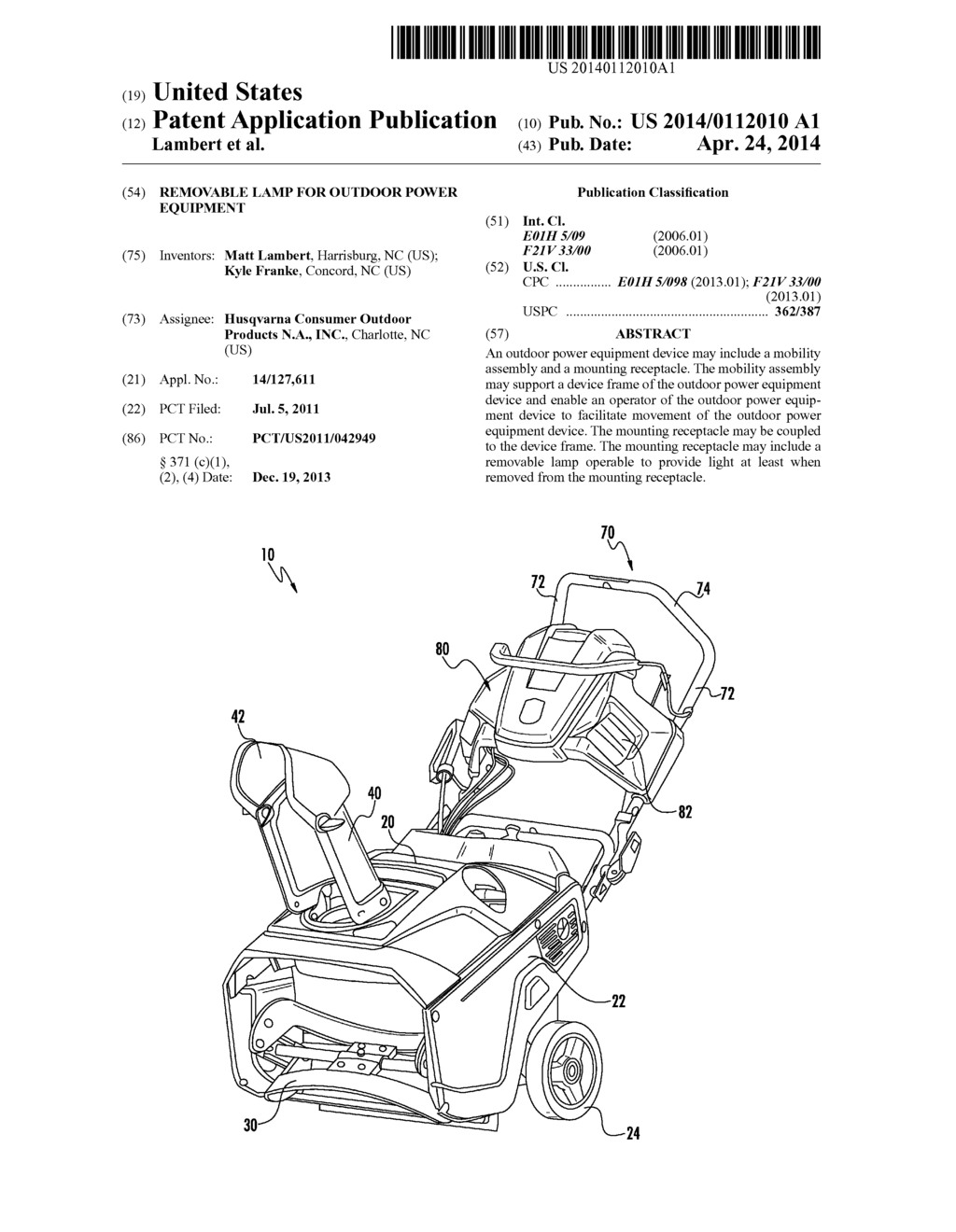 REMOVABLE LAMP FOR OUTDOOR POWER EQUIPMENT - diagram, schematic, and image 01