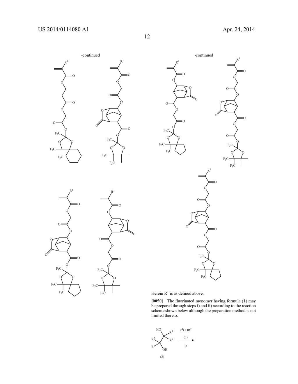 FLUORINATED MONOMER, POLYMER, RESIST COMPOSITION, AND PATTERNING PROCESS - diagram, schematic, and image 13