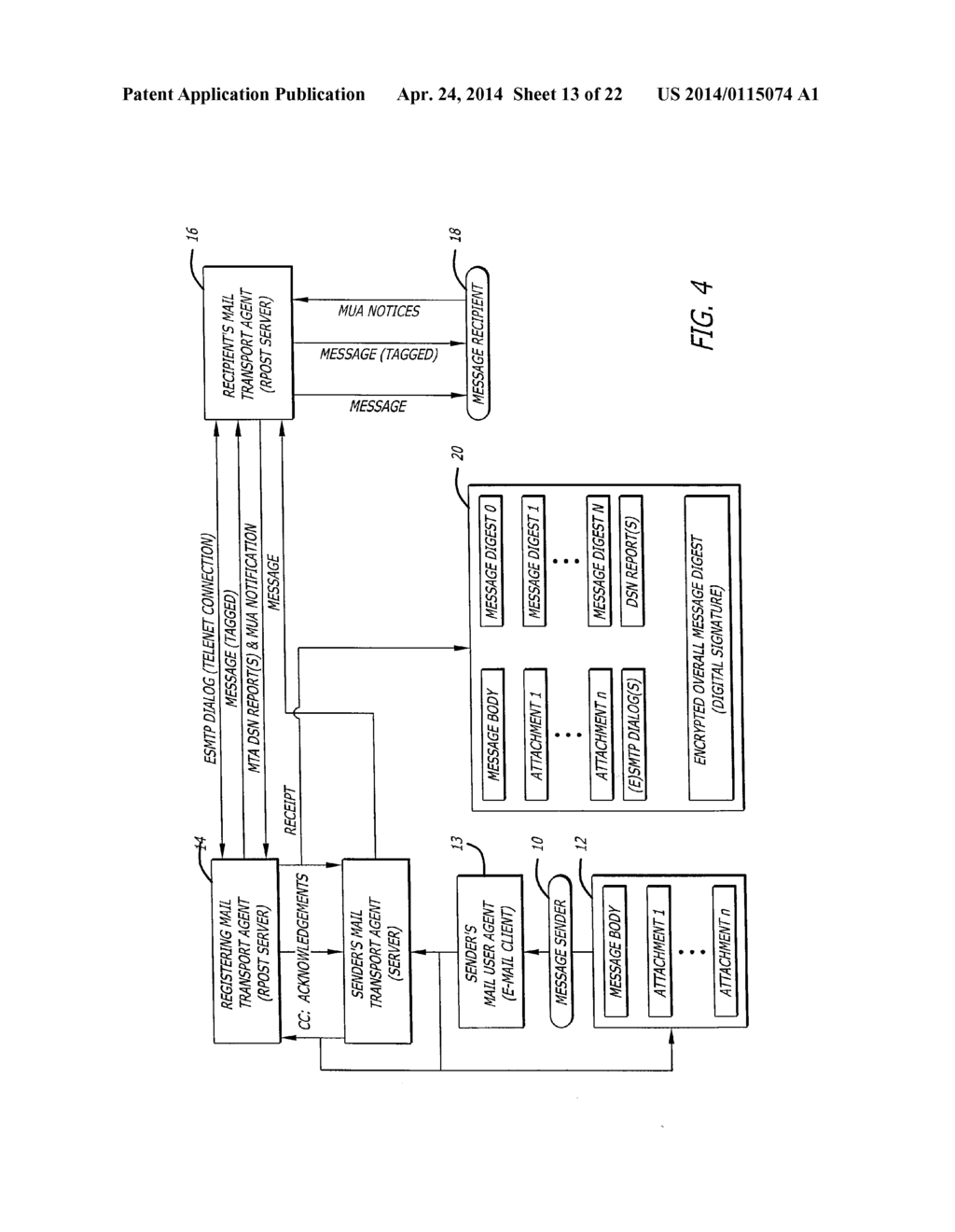 SYSTEM FOR, AND METHOD OF, PROVIDING THE TRANSMISSION, RECEIPT AND CONTENT     OF A REPLY TO AN ELECTRONIC MESSAGE - diagram, schematic, and image 14