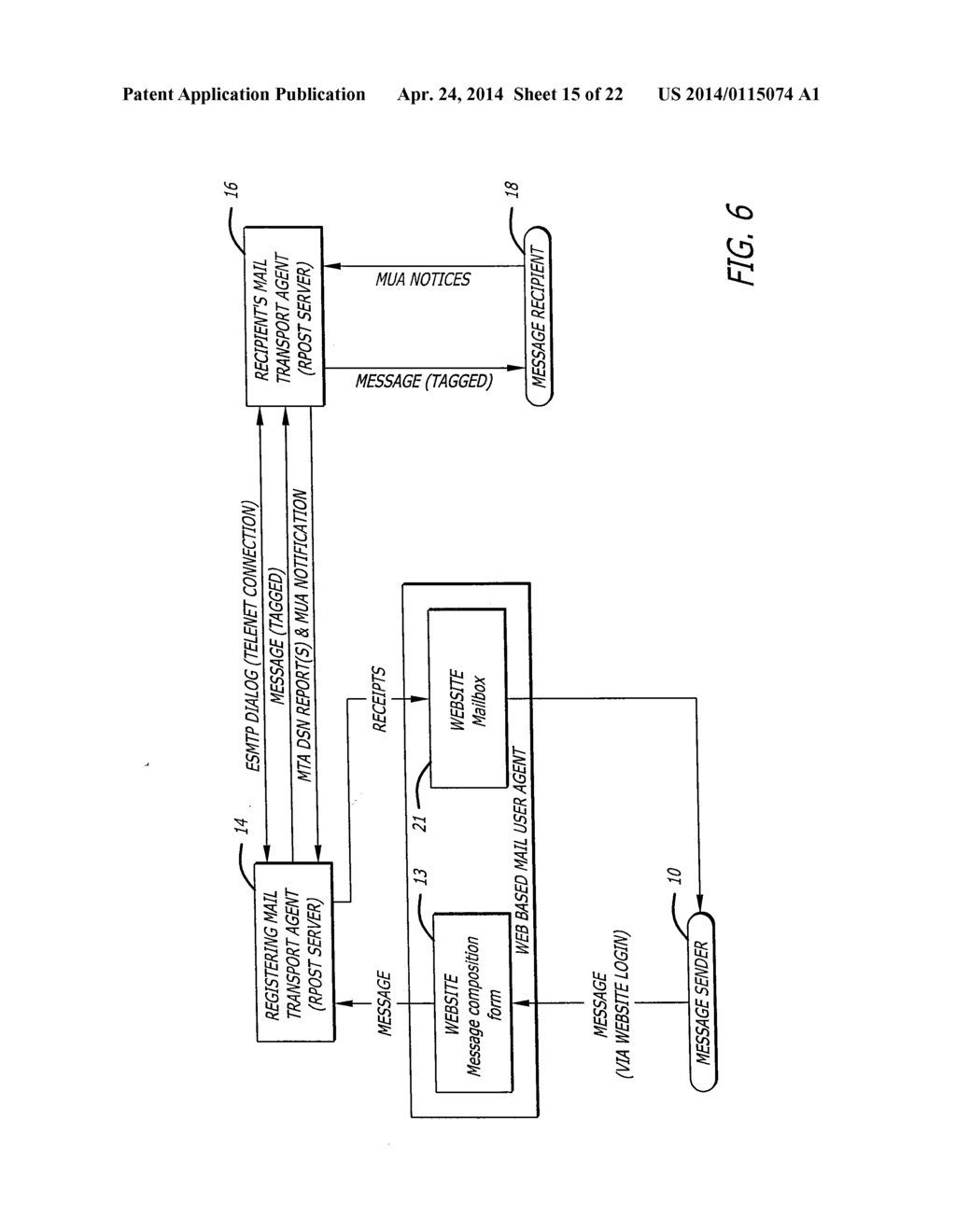SYSTEM FOR, AND METHOD OF, PROVIDING THE TRANSMISSION, RECEIPT AND CONTENT     OF A REPLY TO AN ELECTRONIC MESSAGE - diagram, schematic, and image 16