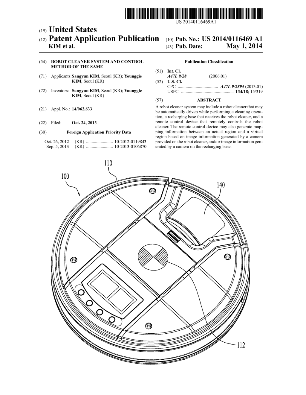 ROBOT CLEANER SYSTEM AND CONTROL METHOD OF THE SAME - diagram, schematic, and image 01