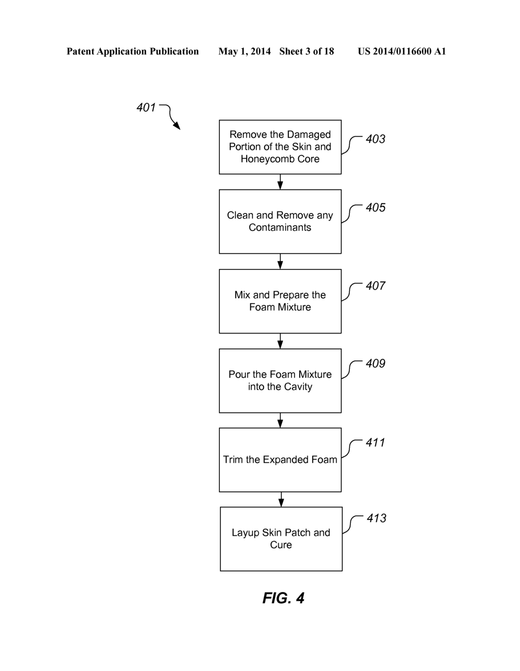 Method of Repairing, Splicing, Joining, Machining, and Stabilizing     Honeycomb Core Using Pourable Structural Foam and a Structure     Incorporating the Same - diagram, schematic, and image 04