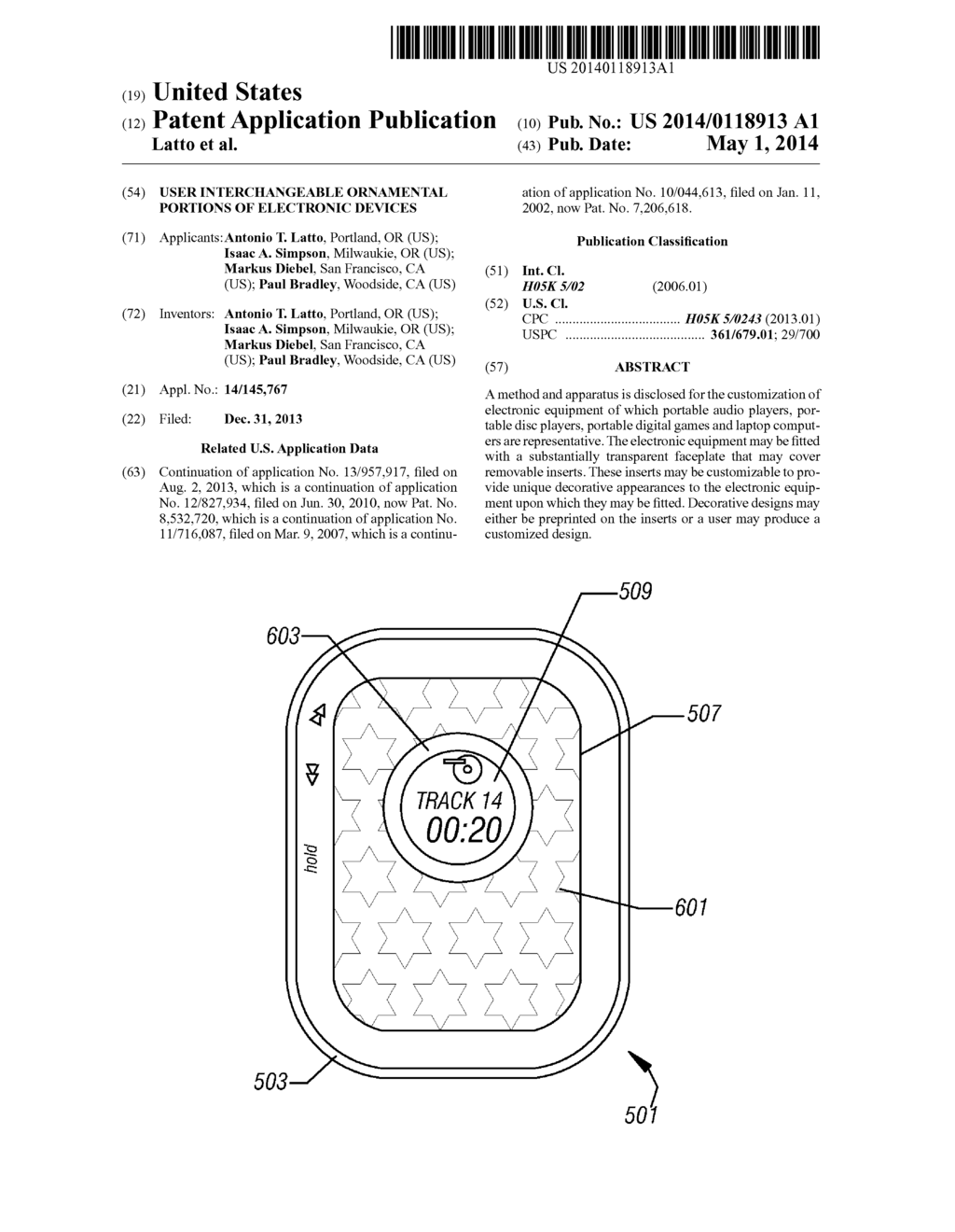 USER INTERCHANGEABLE ORNAMENTAL PORTIONS OF ELECTRONIC DEVICES - diagram, schematic, and image 01