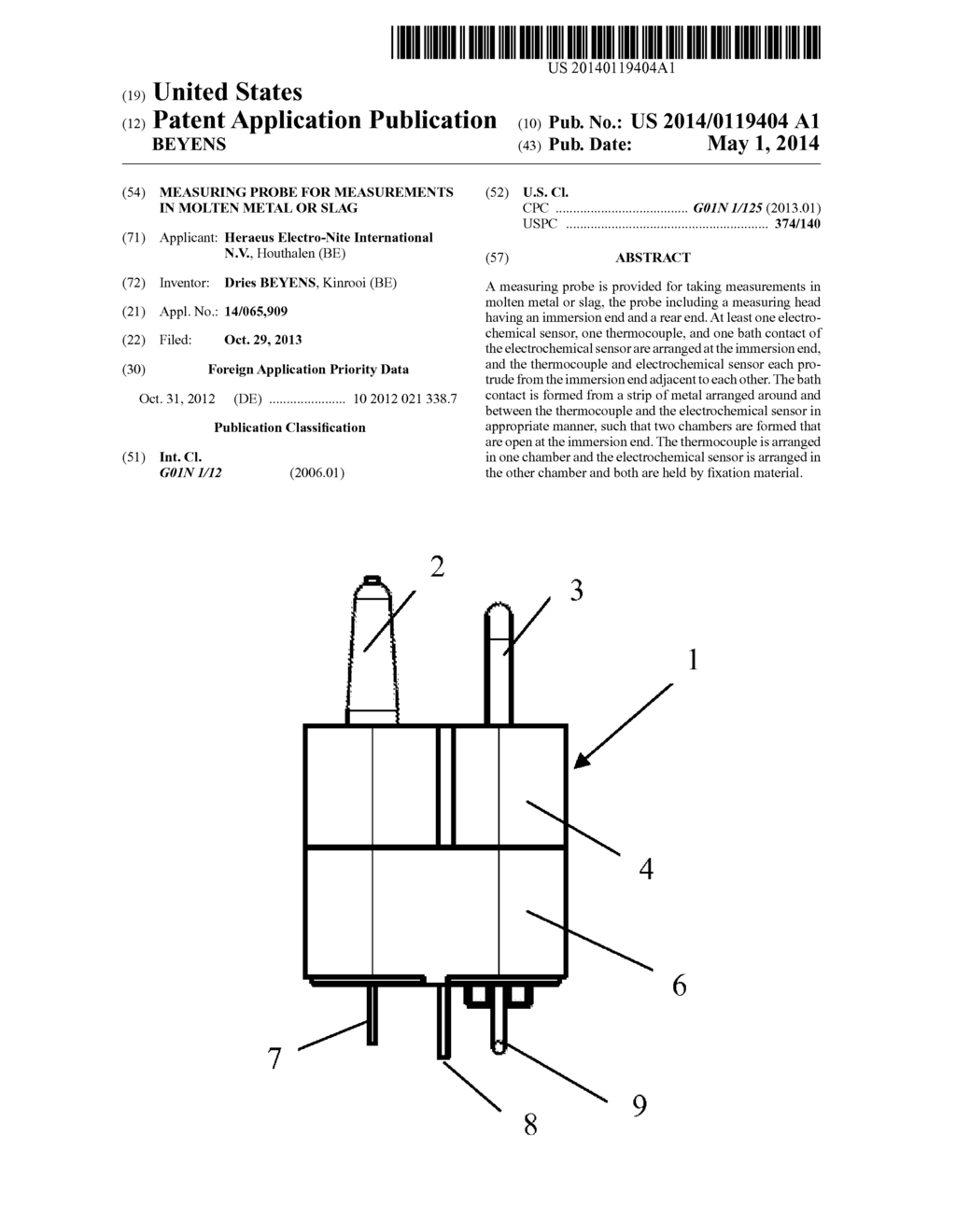 MEASURING PROBE FOR MEASUREMENTS IN MOLTEN METAL OR SLAG - diagram, schematic, and image 01