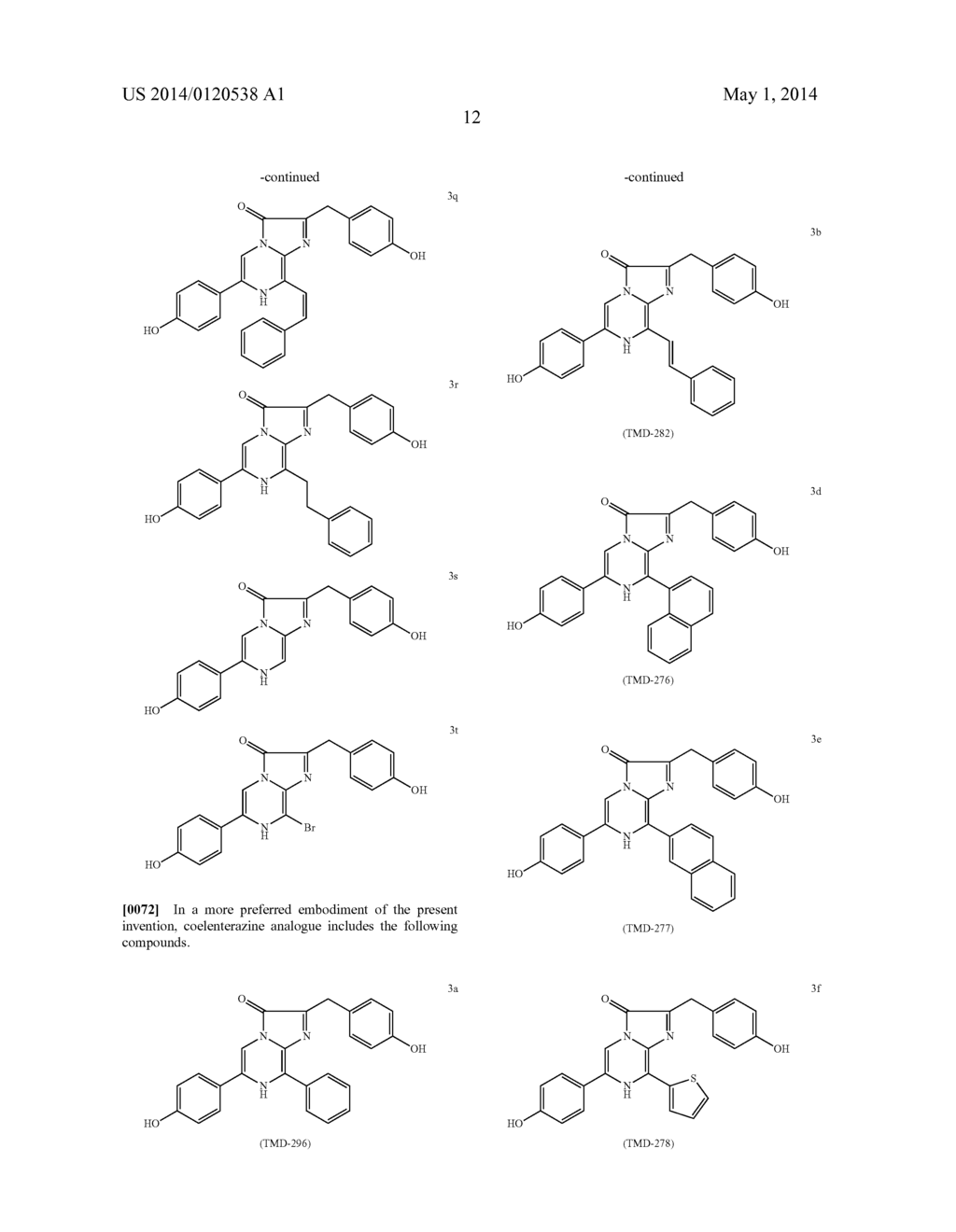 COELENTERAZINE ANALOGUES AND COELENTERAMIDE ANALOGUES - diagram, schematic, and image 21