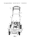 WALK POWER MOWER WITH FLOW CUTOFF BAFFLE CARRIED BY A SIDE DISCHARGE CHUTE diagram and image