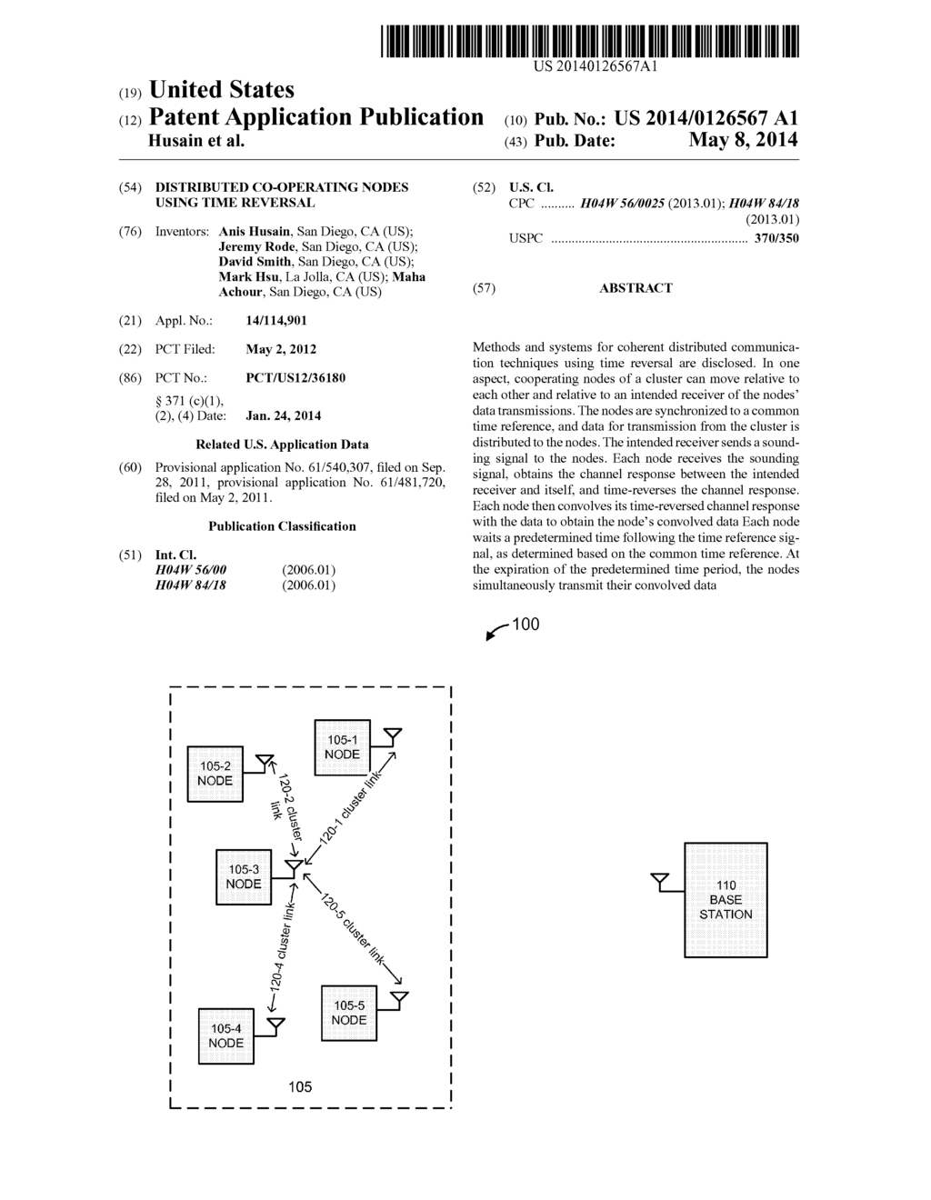 DISTRIBUTED CO-OPERATING NODES USING TIME REVERSAL - diagram, schematic, and image 01