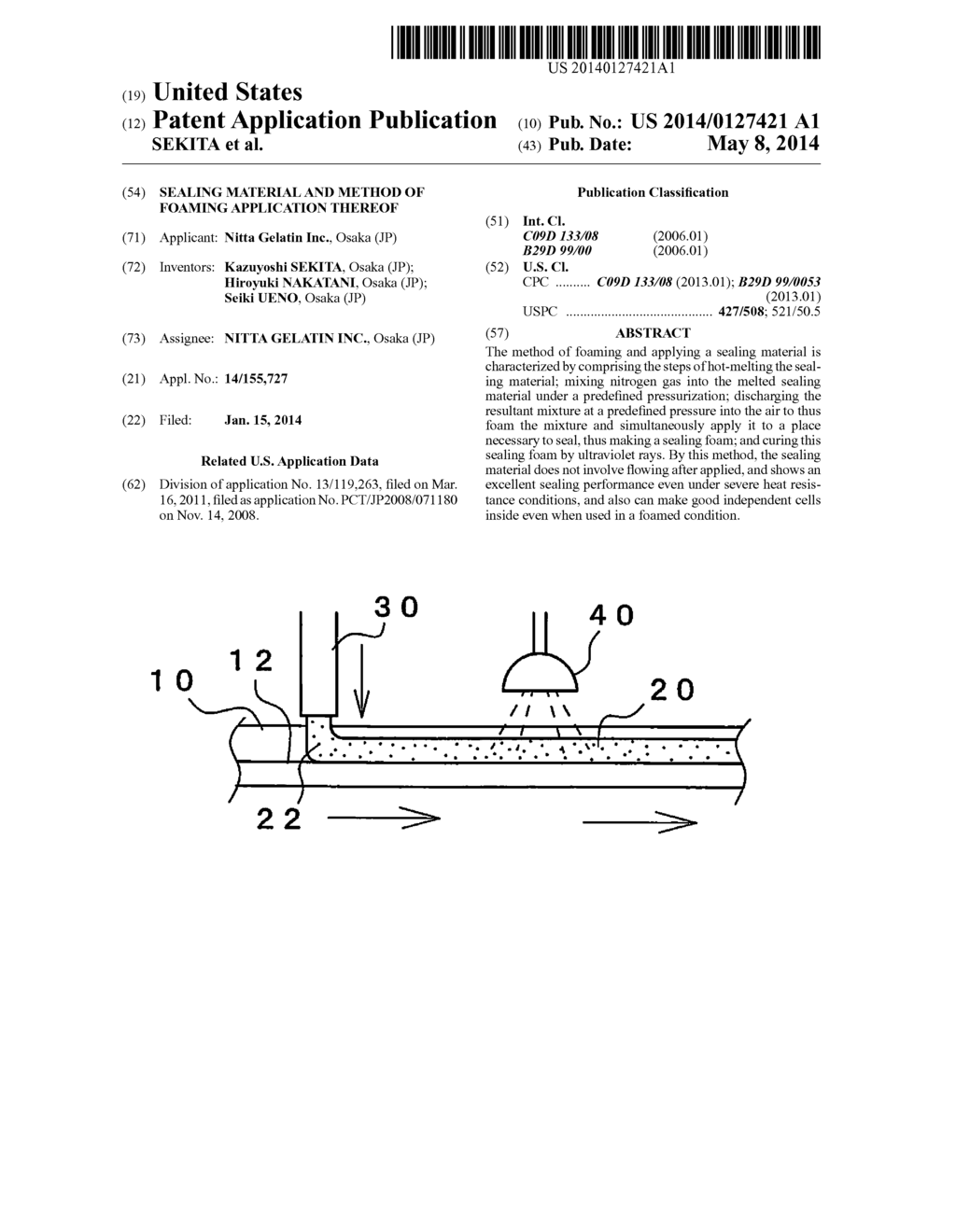 SEALING MATERIAL AND METHOD OF FOAMING APPLICATION THEREOF - diagram, schematic, and image 01