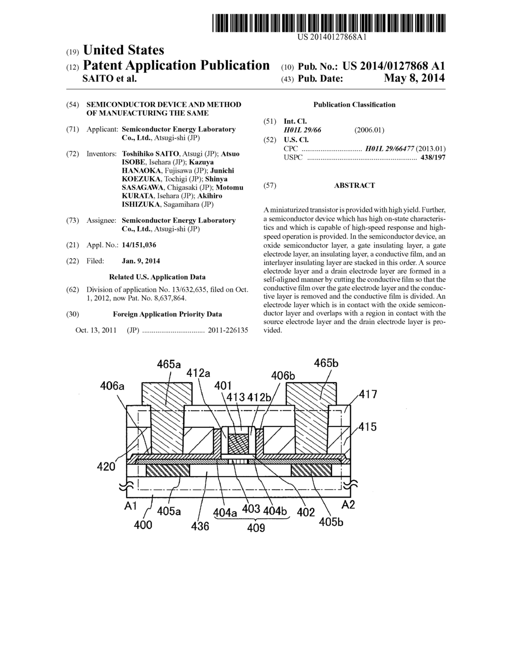 SEMICONDUCTOR DEVICE AND METHOD OF MANUFACTURING THE SAME - diagram, schematic, and image 01